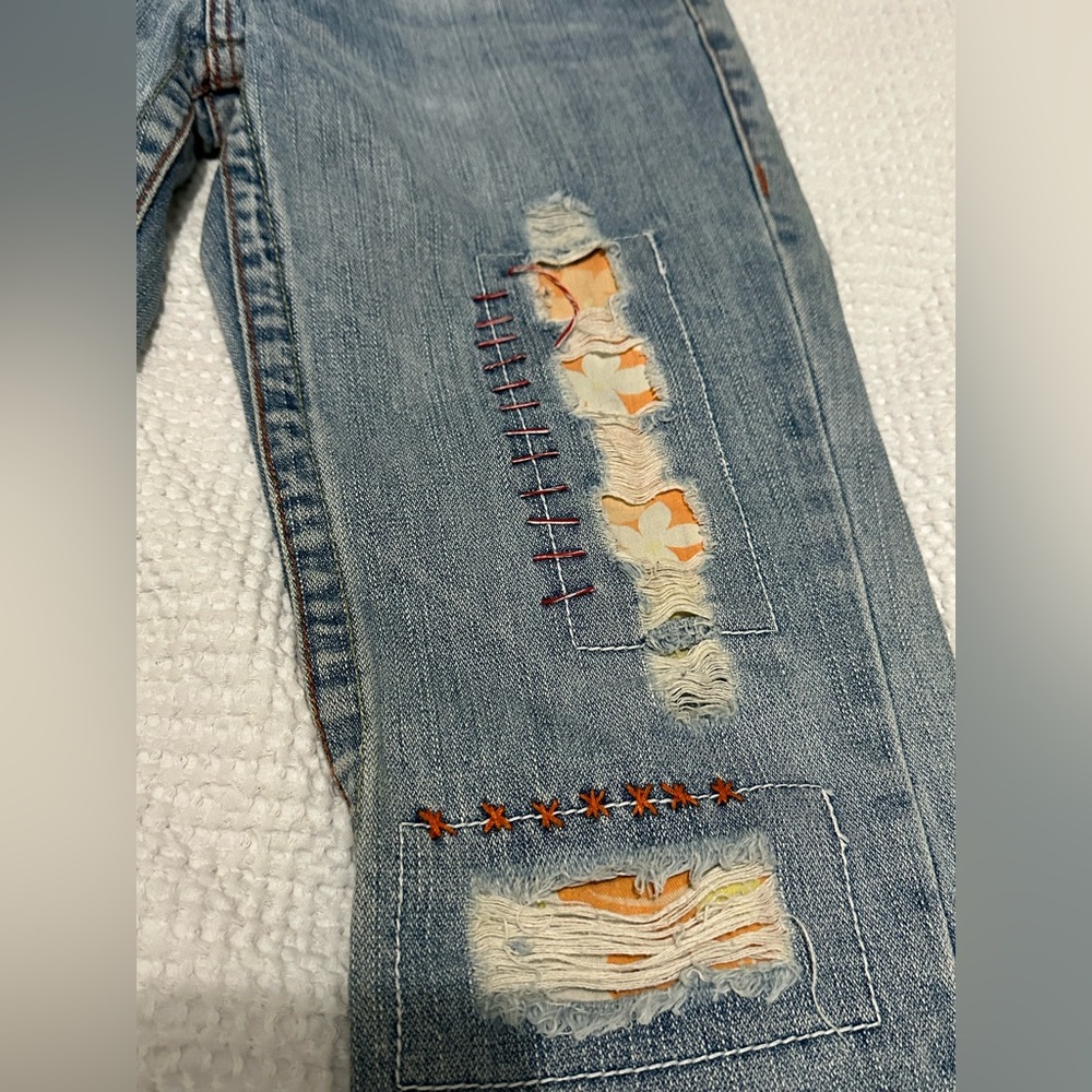 Vintage low rise True religion Woodstock world tour patchwork flared denim jeans - Picture 3 of 6